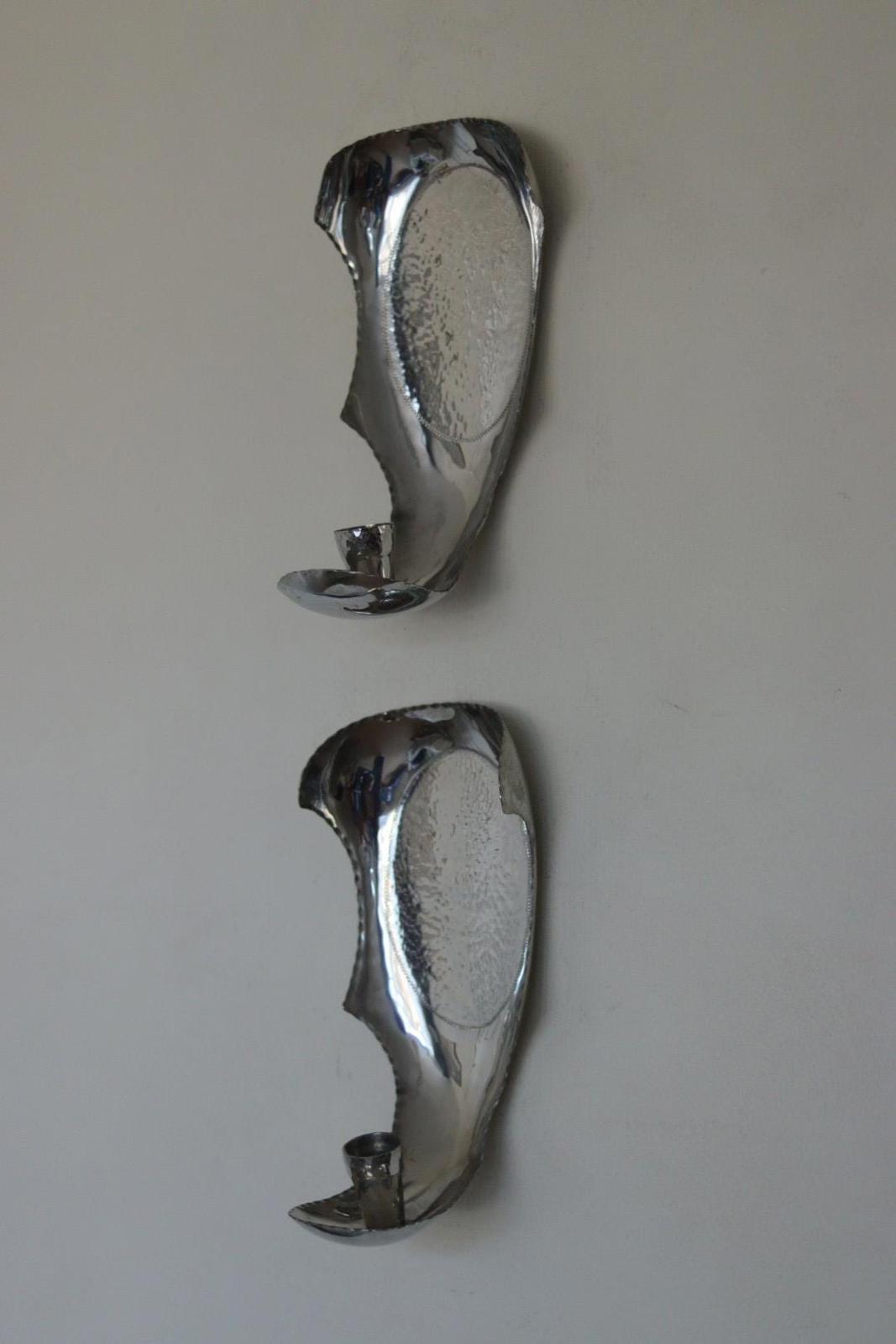 Pair Of Mid Century Swedish Pewter Sconces