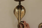 Pair of Egyptian Revival Style Engraved Brass Cobra Sconces