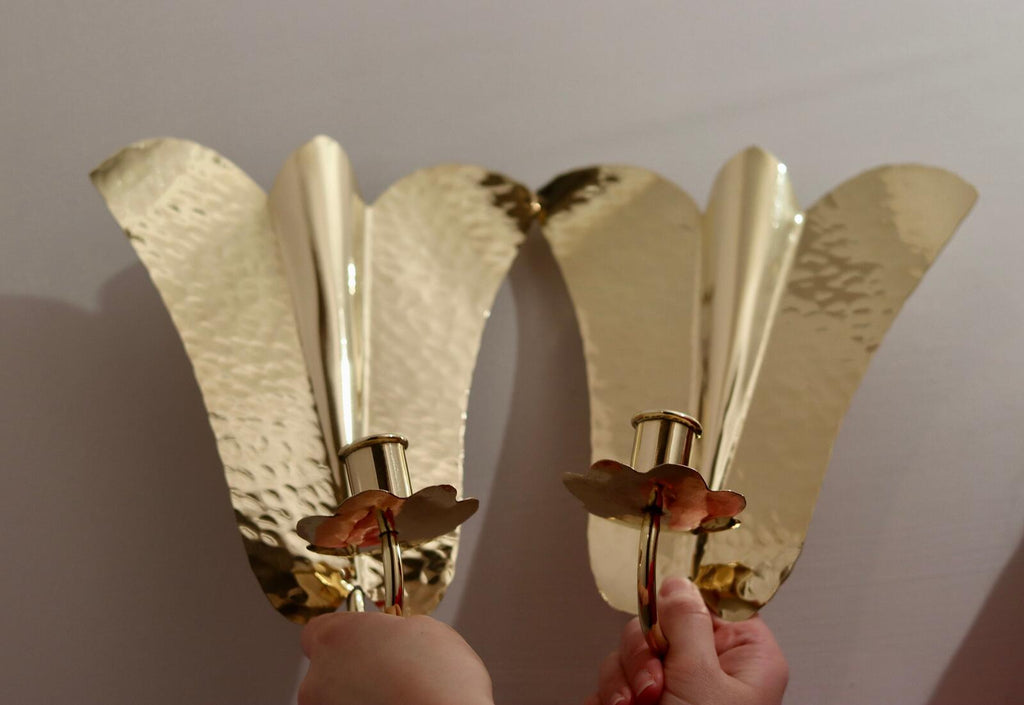 Pair of Mid-Century Brass Swedish Sconces
