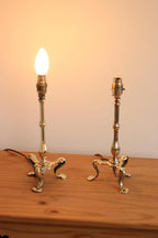 Pair Of  Victorian Antique Brass Pullman Railway Carriage Table Lamps