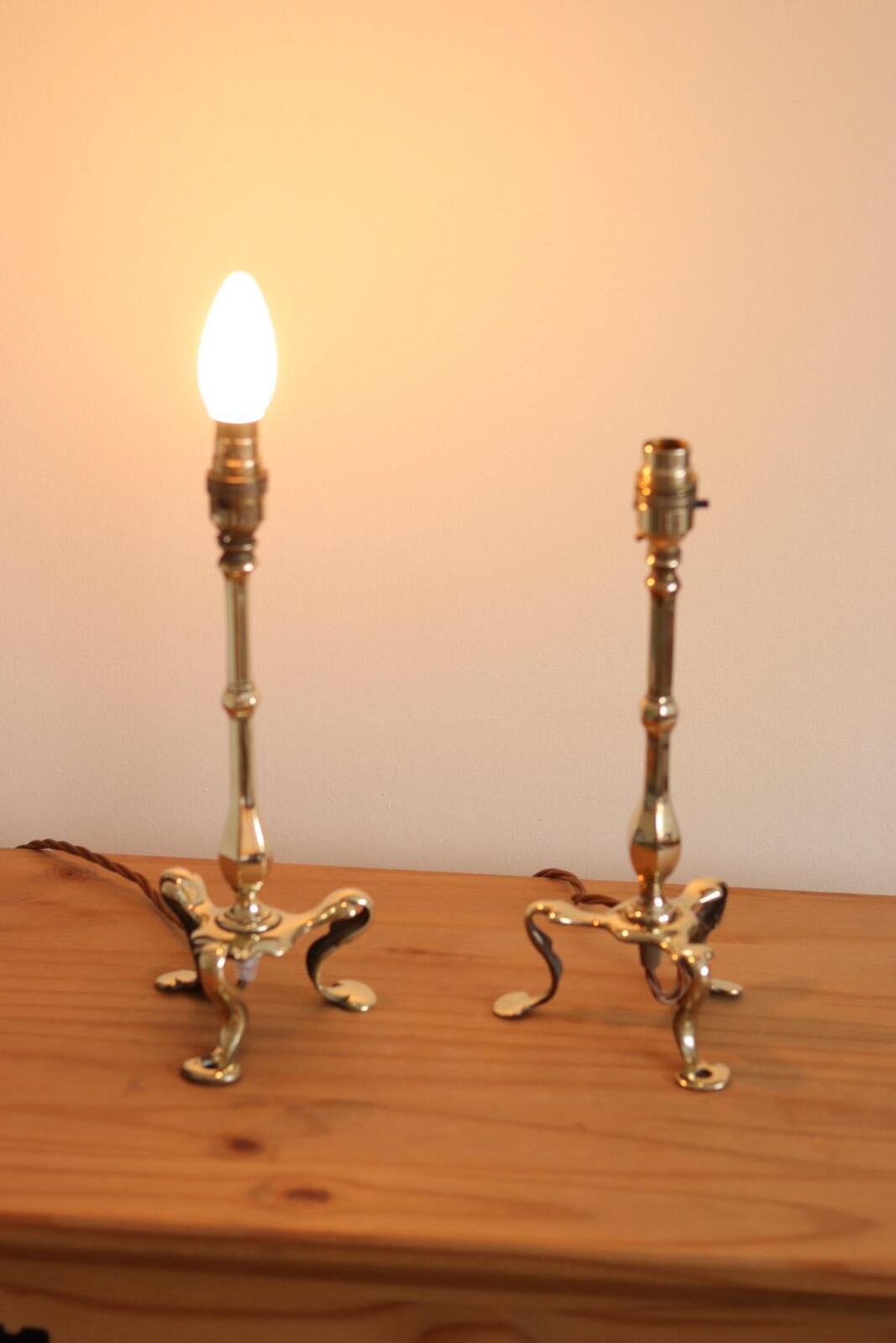 Pair Of  Victorian Antique Brass Pullman Railway Carriage Table Lamps