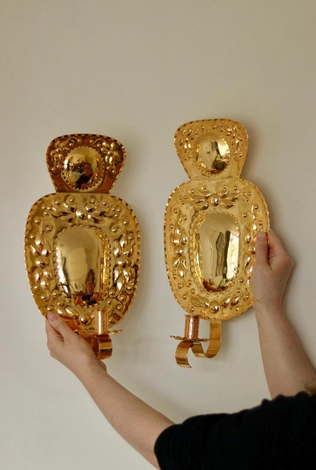 Pair Of Mid Century Swedish Brass Sconces