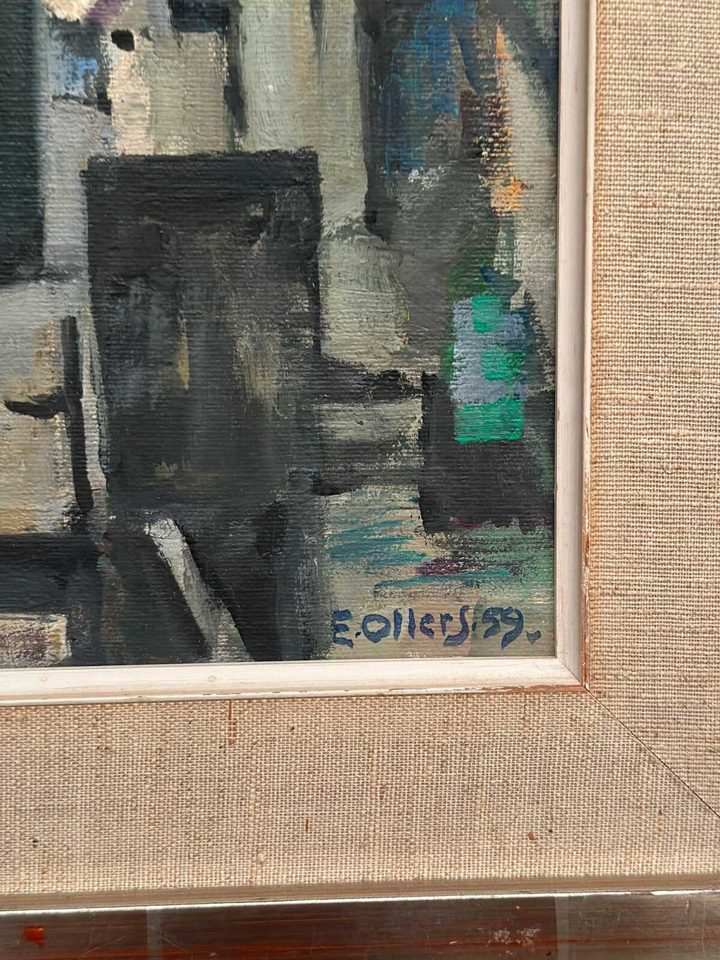 “White Blossom in Black Vase” by Edvin Ollers