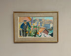 “Figure by a Fence with Flowers” by Carl Gunne