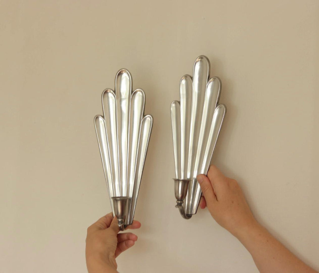 1930's Pair Of Mid Century Swedish Grace Style Pewter Sconces by C.G. Hallberg, Stockholm