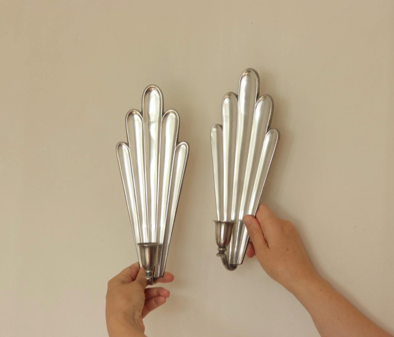 1930's Pair Of Mid Century Swedish Grace Style Pewter Sconces by C.G. Hallberg, Stockholm