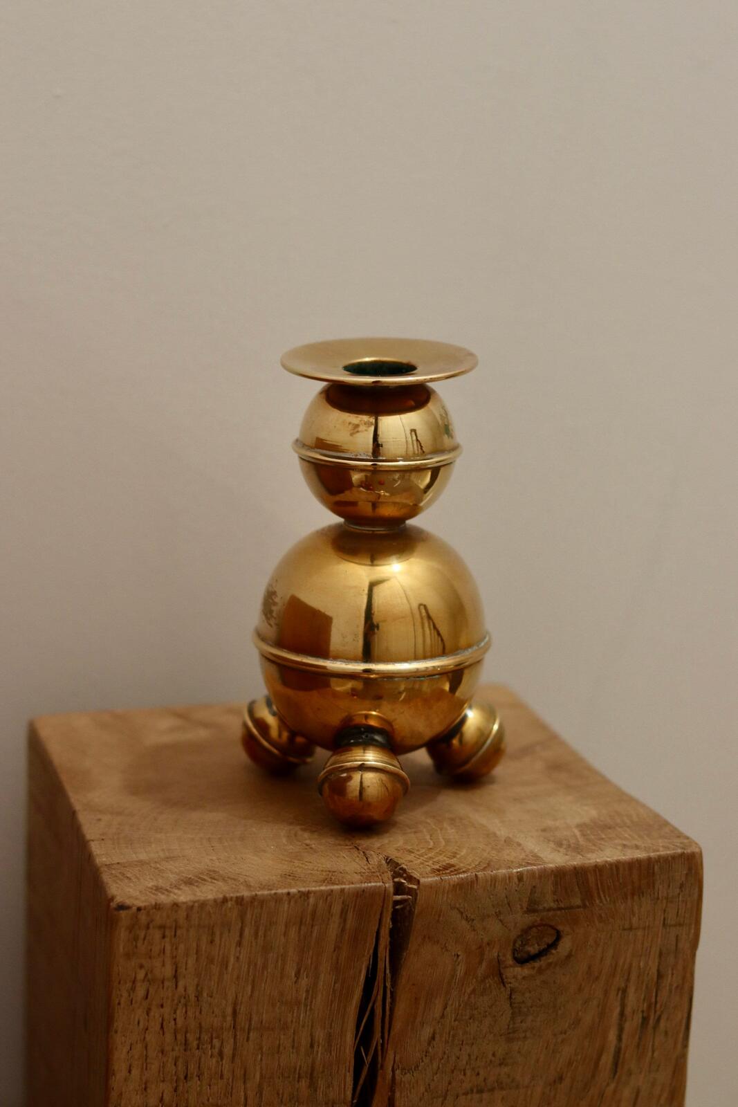 Pair of Mid-Century Swedish Brass Candle Holders by ALB Lindstrom Eskiltuna