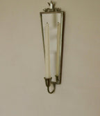 Pair of Mid Century Swedish Pewter Sconces with Mirror