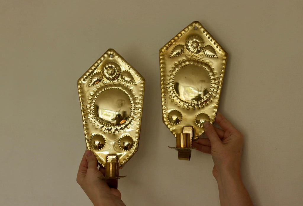 Pair Of Swedish Brass Sconces