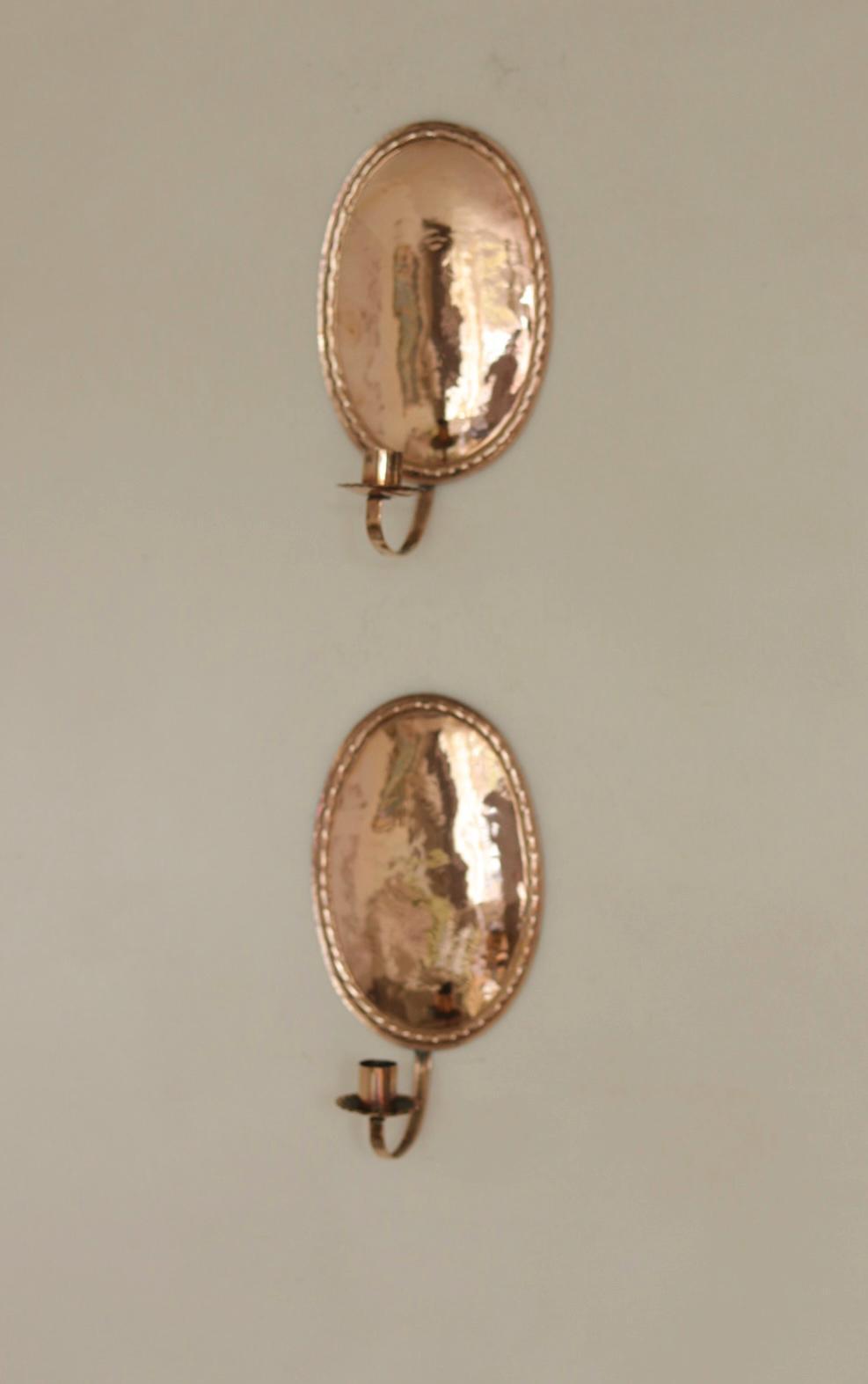 Pair of Swedish Copper Oval Wall Sconces