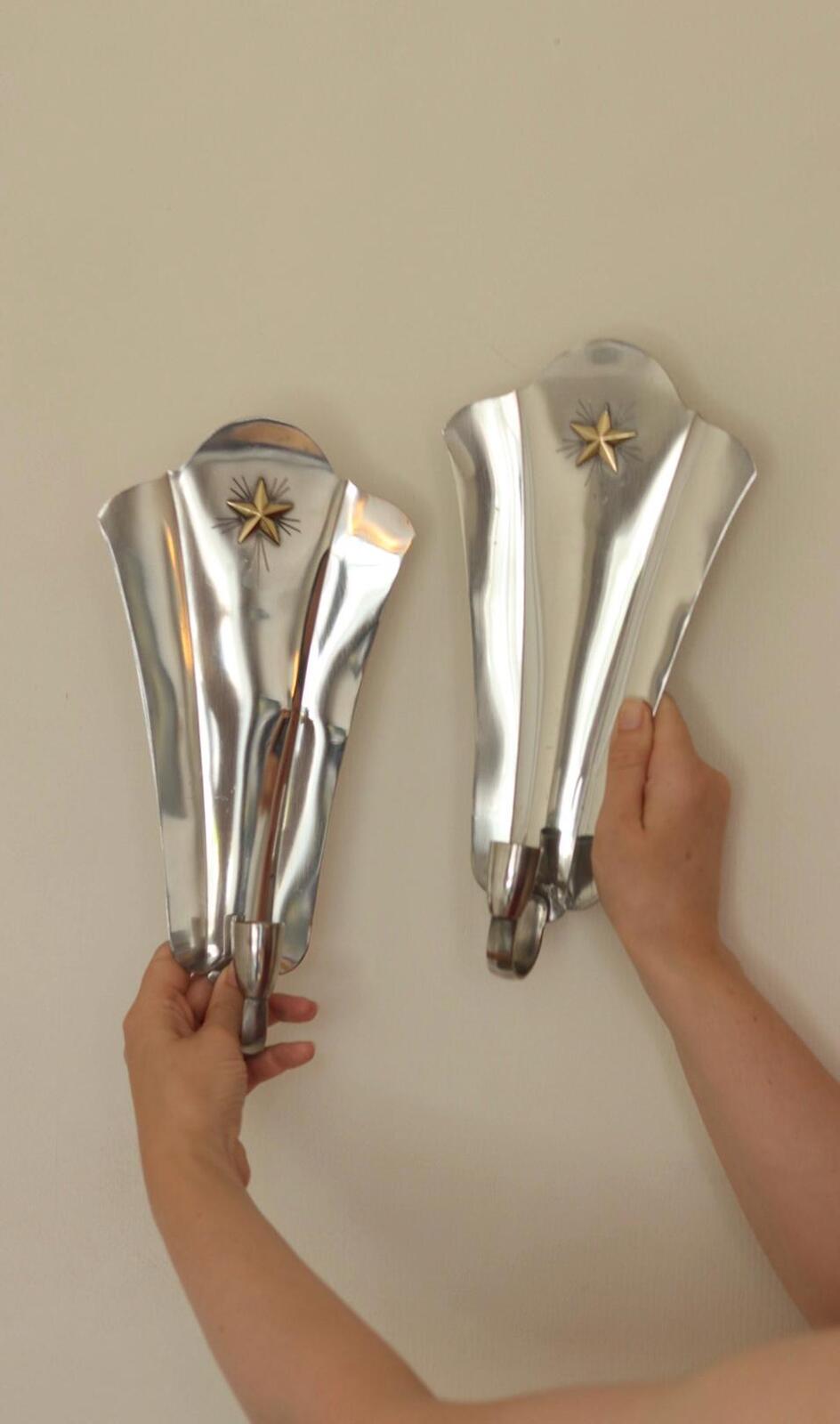 Pair Of Mid Century Swedish Pewter Sconces