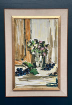 Original Swedish Oil on Canvas – “Still Life with Flowers and Grapes” by Aldo Altomare – Vintage & Framed – 64 × 46 cm (25.2" × 18.1")