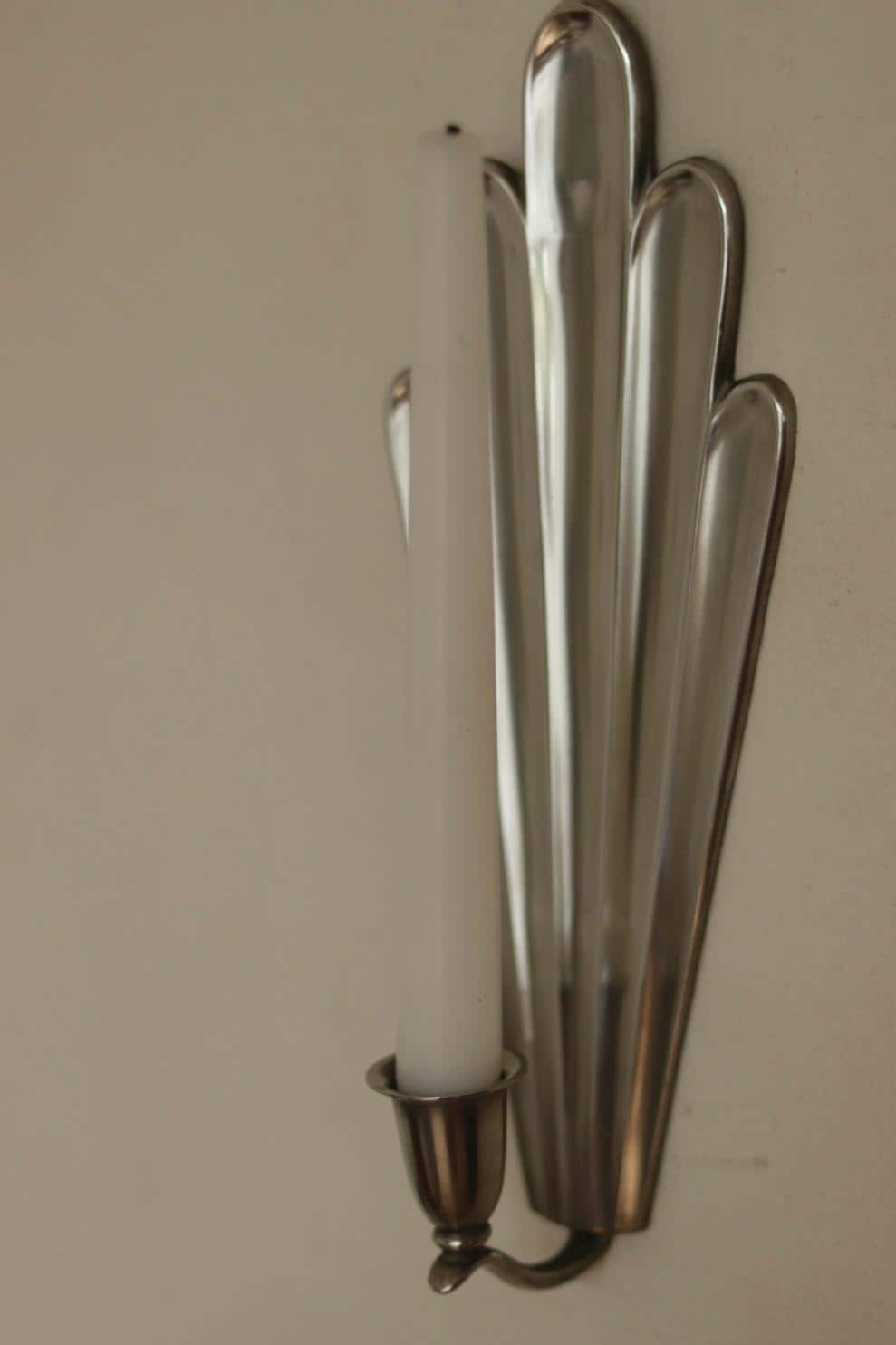1930's Pair Of Mid Century Swedish Grace Style Pewter Sconces by C.G. Hallberg, Stockholm