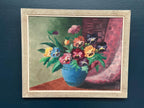 “Pansies in Blue Vase” by G. Stränz