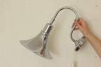 Danish 1960's Pair of Statement Trump Shape Lights in Chrome, designed by Börje Claes for Norlett Elit.