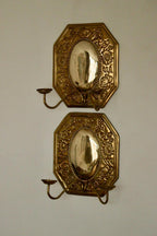 Pair of Mid-Century Swedish Brass Octagonal Double Arm Sconces