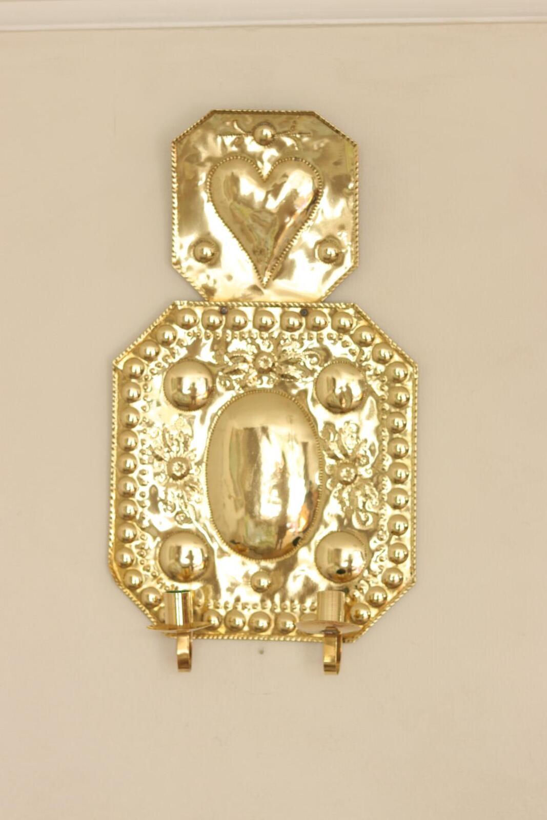 Large Baroque Style  Mid-Century Double Arms Brass Swedish Sconces