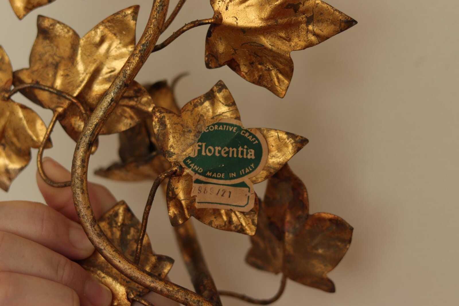 Pair of Mid-Century Italian Gilded Sconces By Florentia