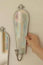 Pair of Mid Century Swedish Pewter Sconces with Mirror