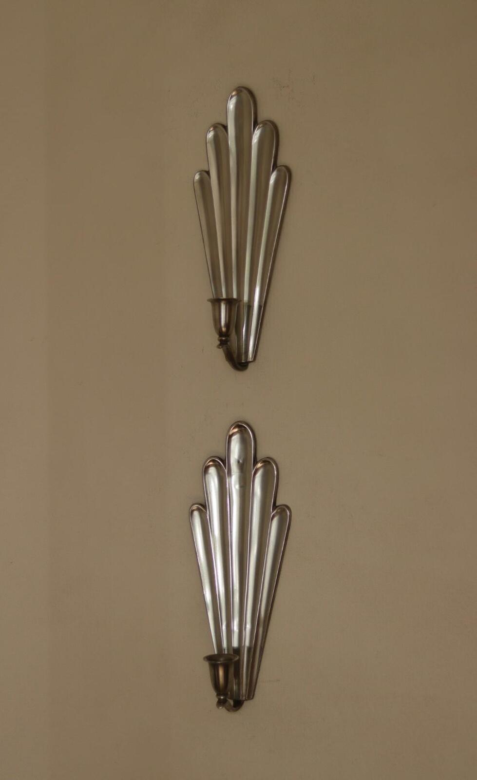 1930's Pair Of Mid Century Swedish Grace Style Pewter Sconces by C.G. Hallberg, Stockholm