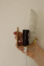 Pair of Art Deco Brass & Glass Shell Wall Lamps – Denmark, 1930s – Rewired, Working, E14