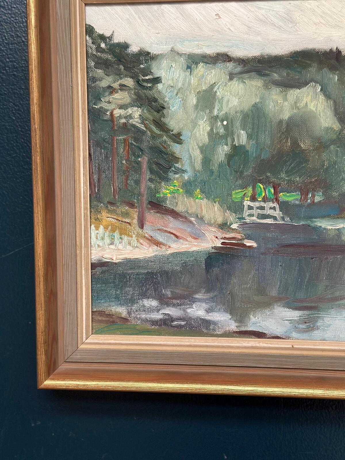 “Lake with Houses” by G. Arner