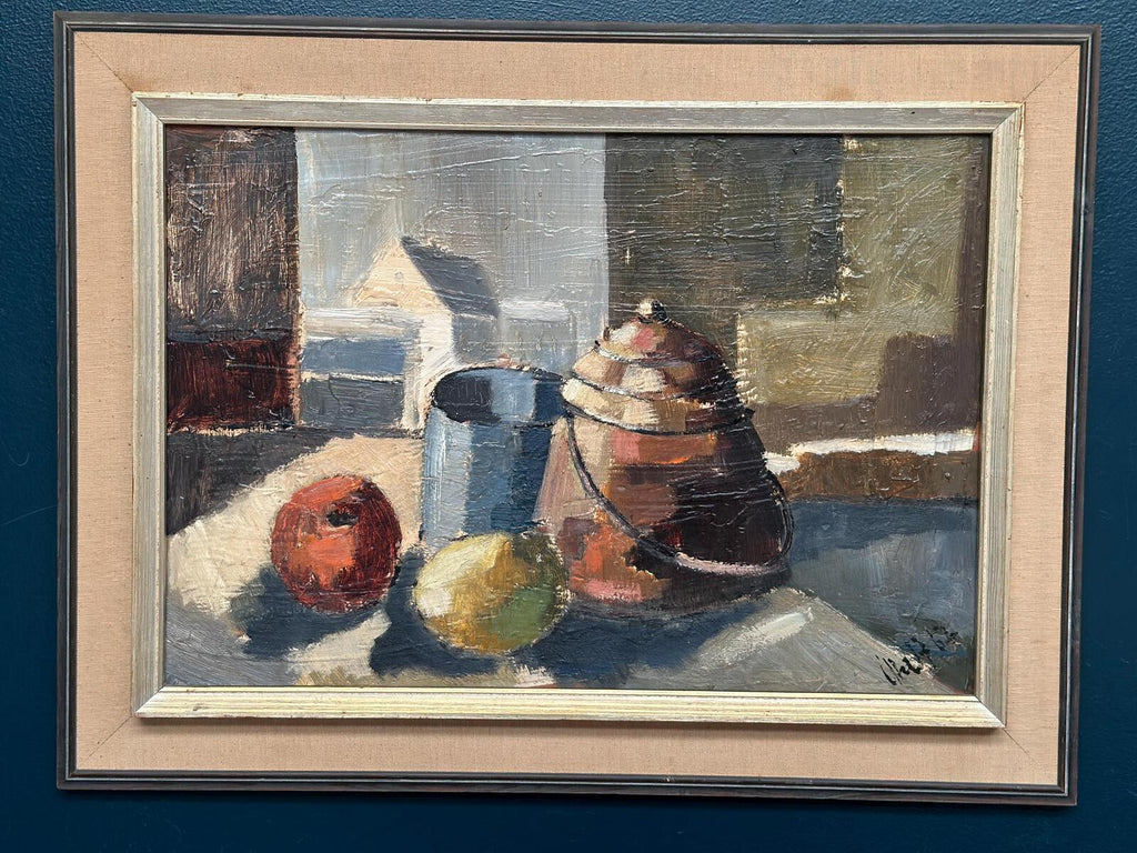 Original Swedish Oil on Panel – “Still Life” Attributed to Åke Wilhelm Andersson –1962 – Vintage & Framed – 63 × 54 cm (24.8" × 21.3")