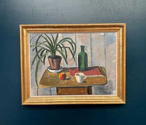 “Potted Plant and Green Bottle” by Åke Winnberg
