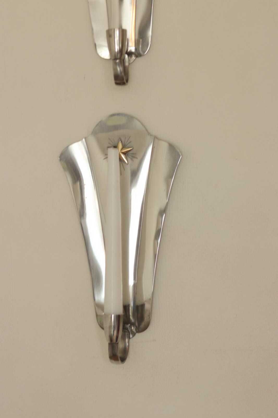 Pair Of Mid Century Swedish Pewter Sconces by GAB Sweden 1930s