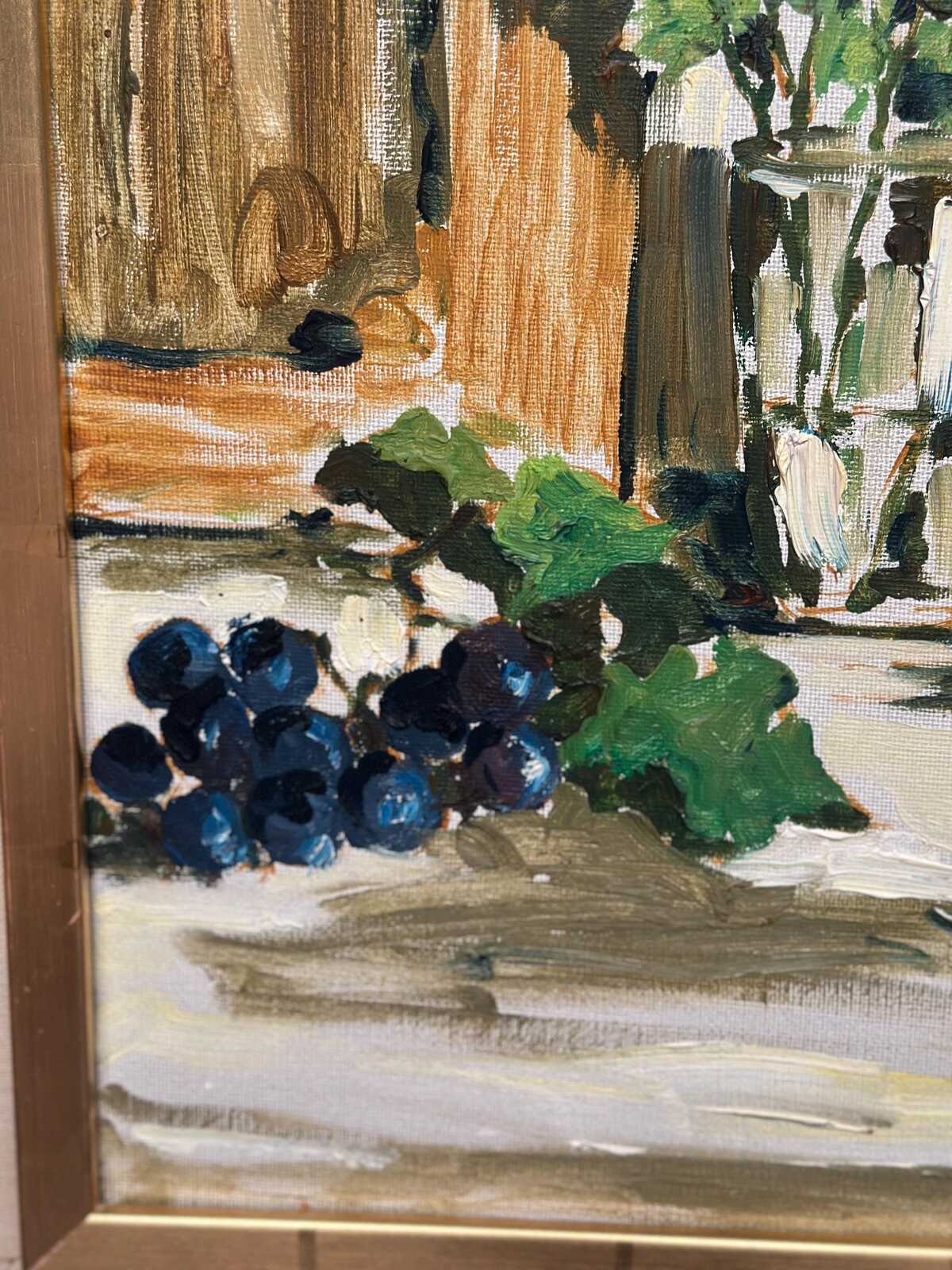 Original Swedish Oil on Canvas – “Still Life with Flowers and Grapes” by Aldo Altomare – Vintage & Framed – 64 × 46 cm (25.2" × 18.1")