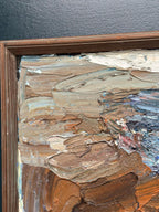 Original Swedish Oil on Canvas – “Abstract Composition”  – Vintage & Framed – 76 × 37 cm (29.9" × 14.6")