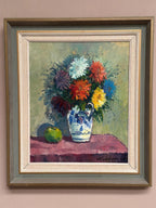 “Asters in Ceramic Vase” by Eric Lundgren