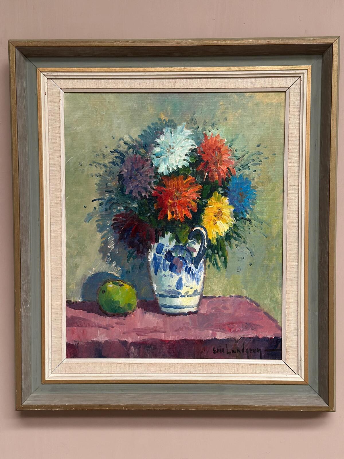 “Asters in Ceramic Vase” by Eric Lundgren