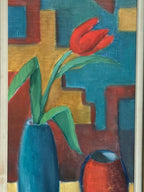 “Tulips in Blue Vase” by Hugo Olsson