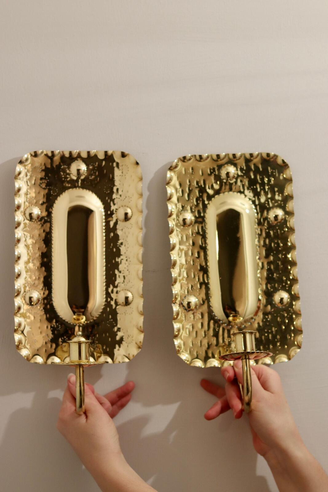Pair of Mid-Century Swedish Brass Sconces by A. Eriksson Linberg