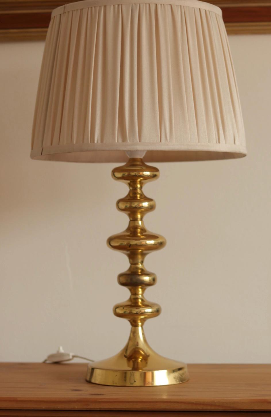 Pair of Swedish Brass Bobbin Table lamp