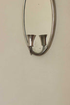Pair of Mid Century Swedish Pewter Sconces with Mirror By Svenskt - Tenn