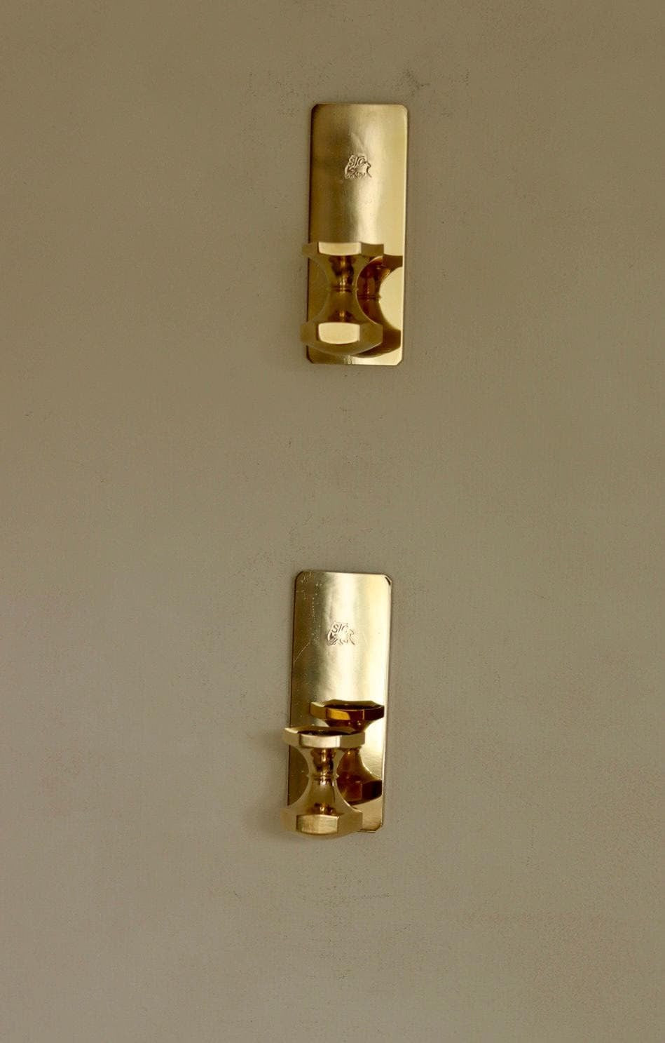 Pair Of Swedish Brass Sconces By GUSUM 1991