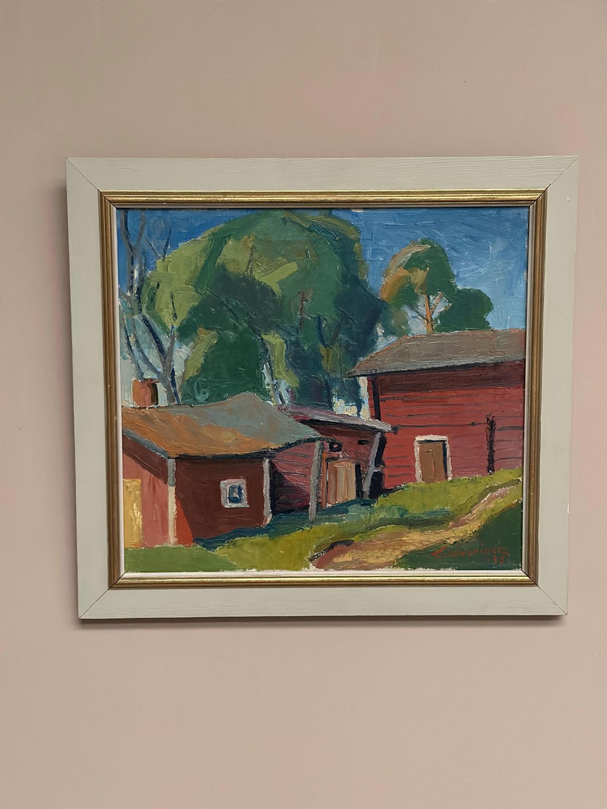 “Red Barns” by L. Wuariner