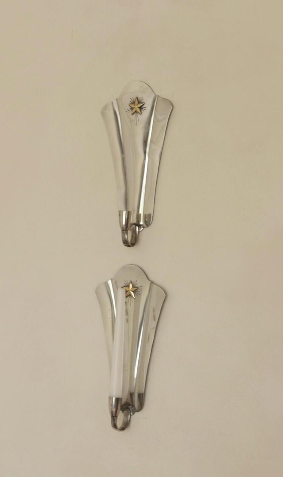 Pair Of Mid Century Swedish Pewter Sconces
