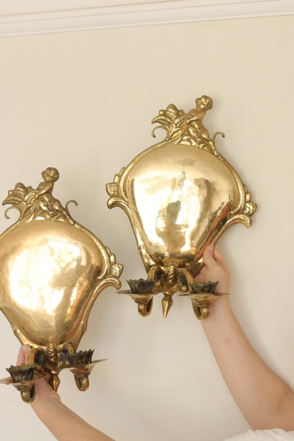 Pair Of Mid Century Swedish Brass Sconces
