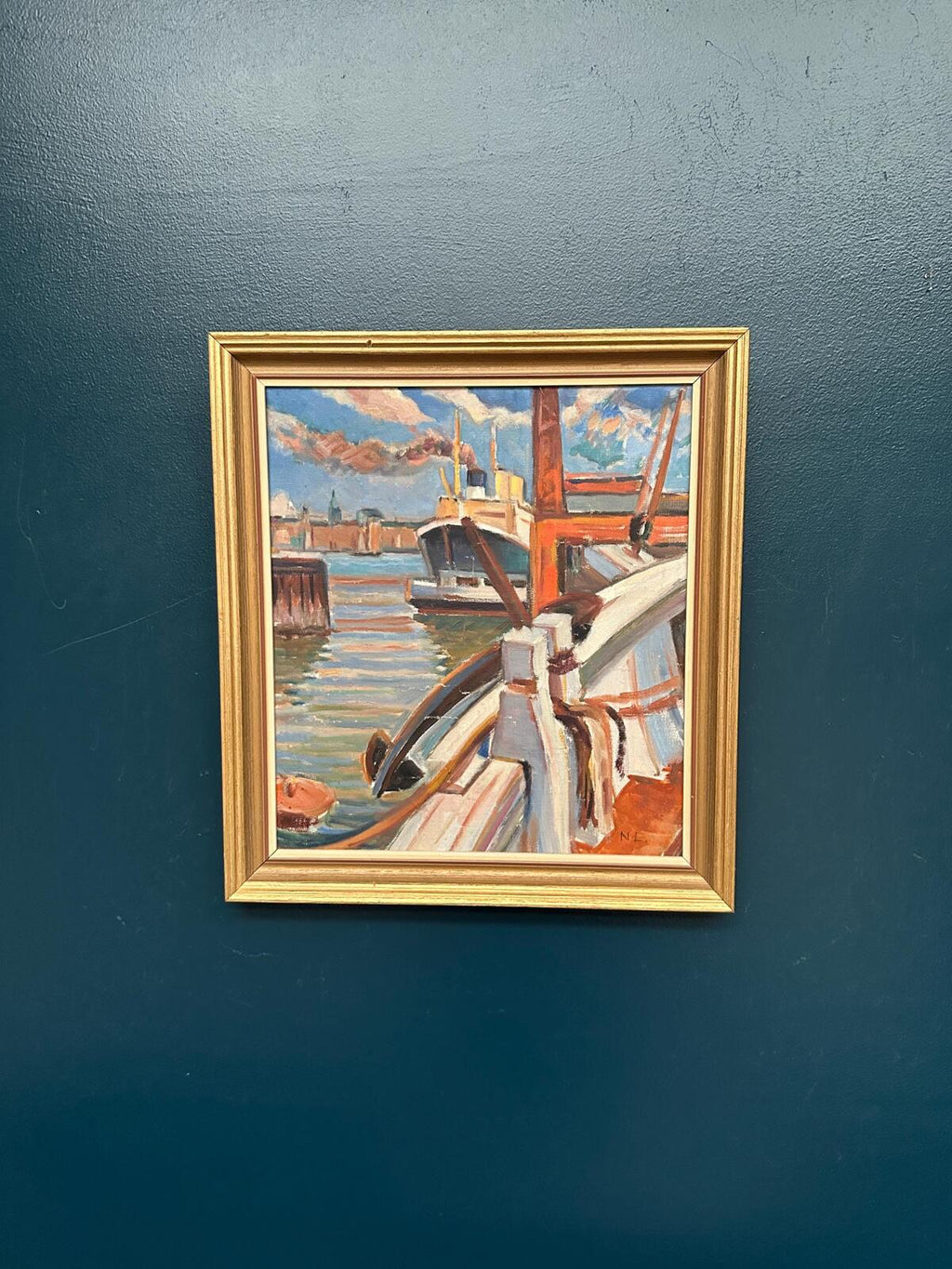 “Steamship in Harbor” By NL