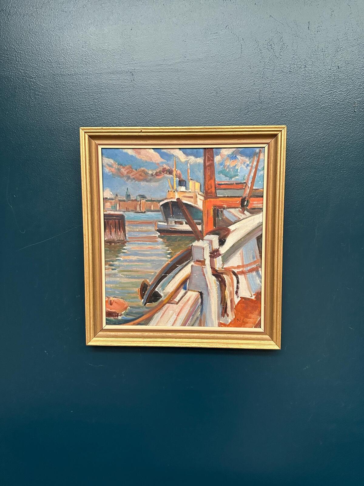 “Steamship in Harbor” By NL