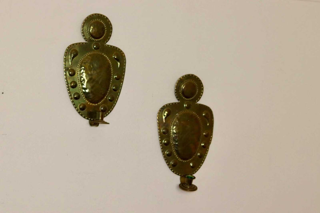 Baroque Style  Mid-Century Brass Swedish Sconces