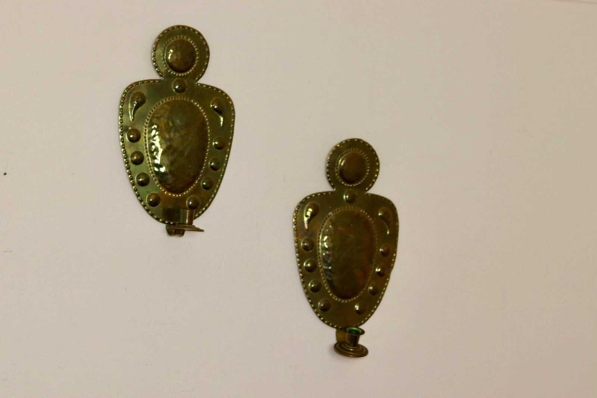 Baroque Style  Mid-Century Brass Swedish Sconces