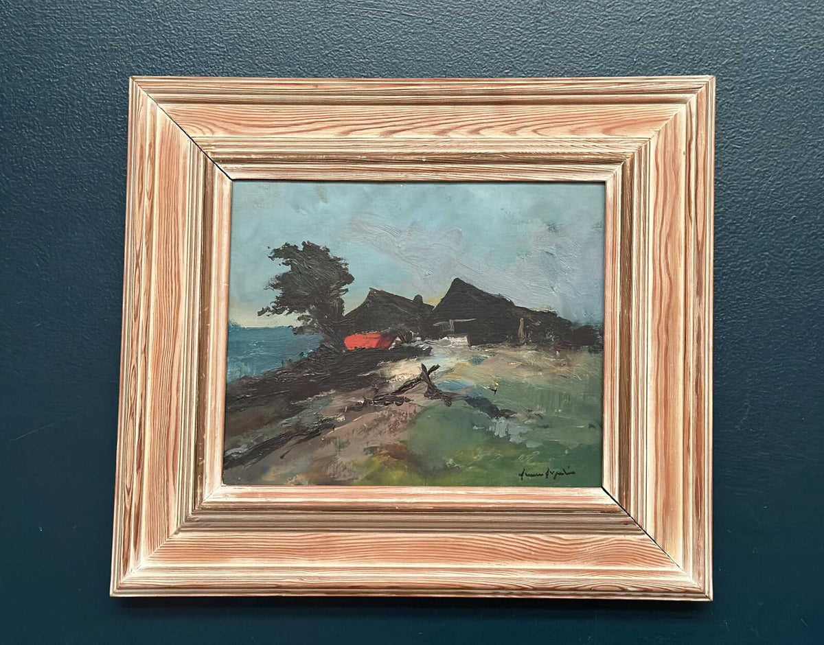 “Coastal Landscape with Cottage” by Arne Aspelin (1911–1990)
