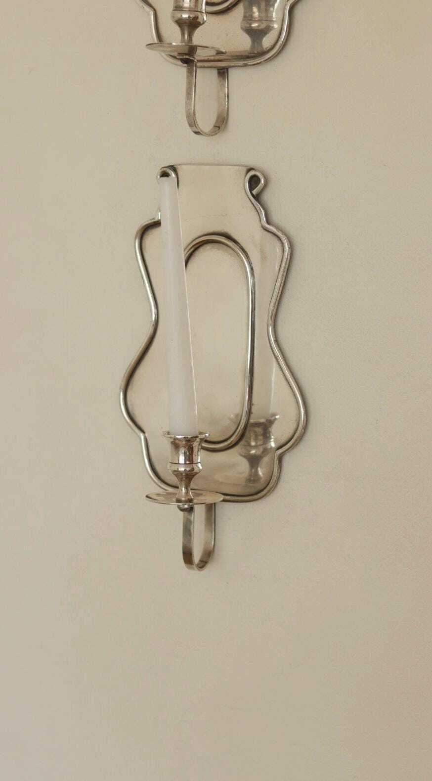 Pair Of Mid Century Swedish Pewter Sconces