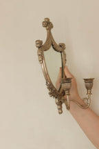 Pair of  Vintage Double Arm Italian Brass Sconces with Mirror