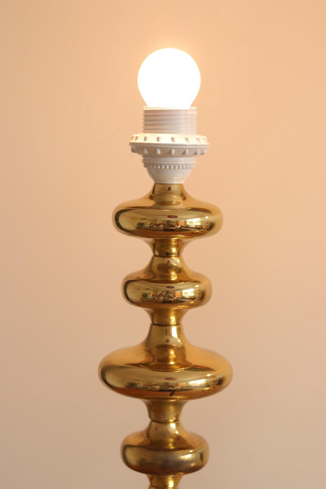 Pair of Swedish Brass Bobbin Table lamp