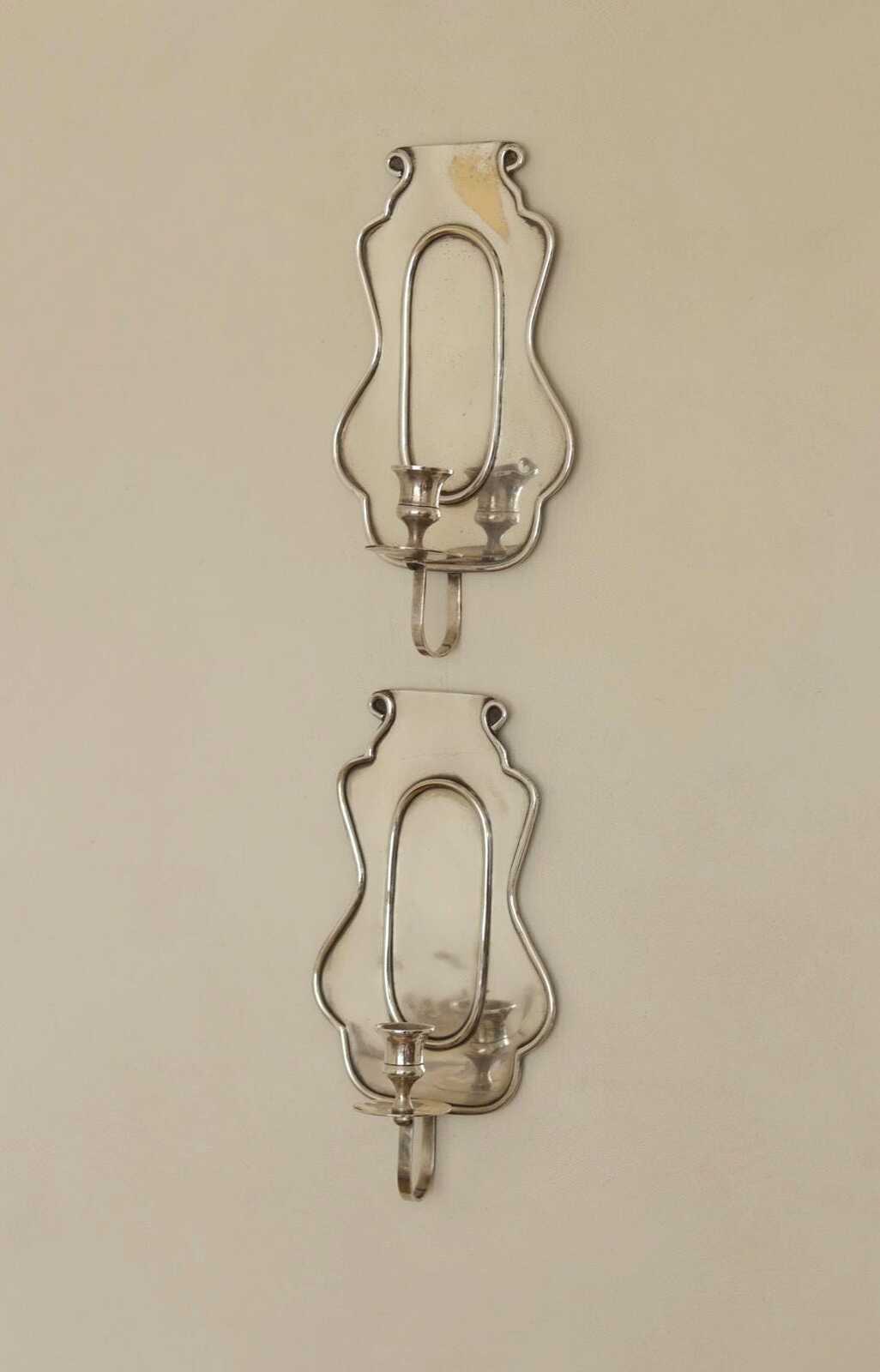 Pair Of Mid Century Swedish Pewter Sconces
